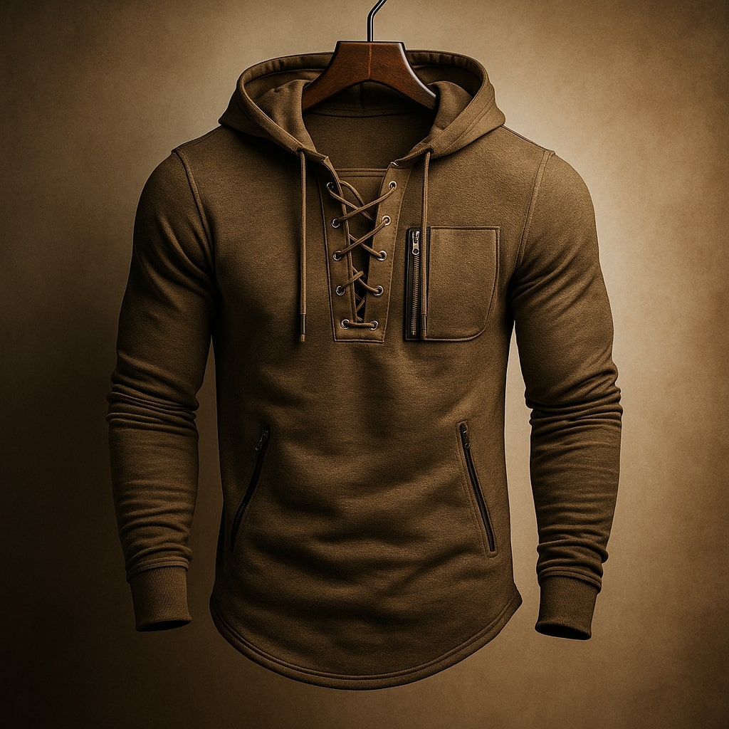 Dario Lace-Front Hooded Sweatshirt