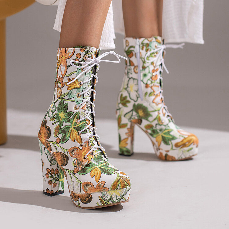 Noemi Floral Platform Boots
